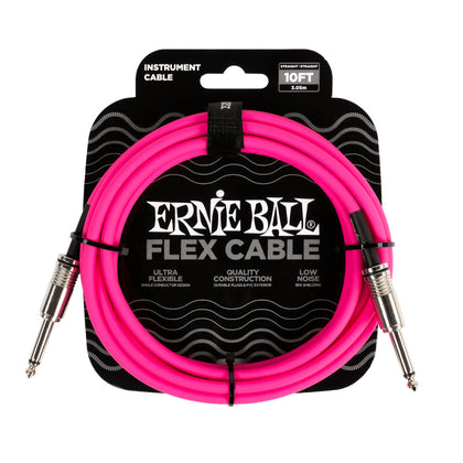 Ernie Ball P06413 Straight/Straight Instrument Flex Cable - Pink - 10 ft.
