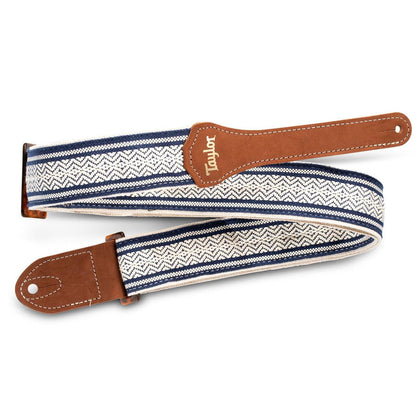 Taylor Academy Jacquard Cotton 2 in. Guitar Strap - White & Blue
