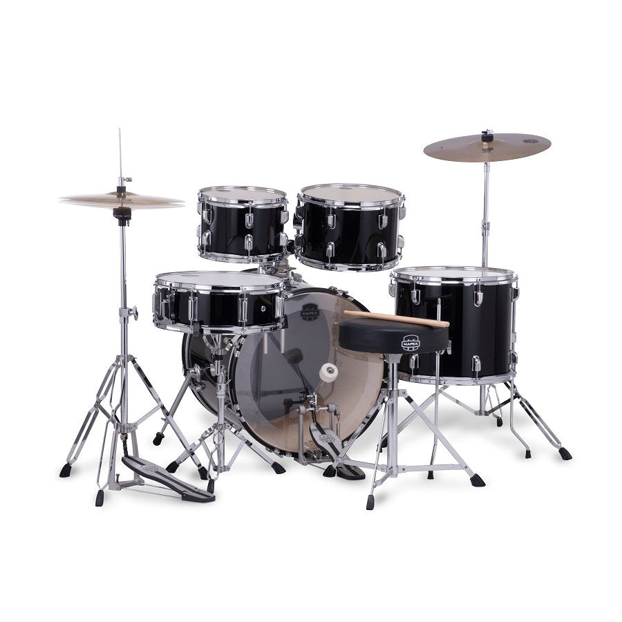 Mapex Comet 5 Piece Complete Drum Set - 20in BD - Dark Black