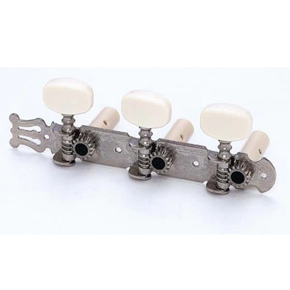 Allparts Classical Guitar Tuning Key Set with Square White Buttons - Nickel