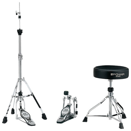 Tama Iron Cobra 200 Drum Hardware Bundle with HP200P Drum Pedal - HH205S Hi-Hat Stand - and HT230 1st Chair Drum Throne (Round Seat)