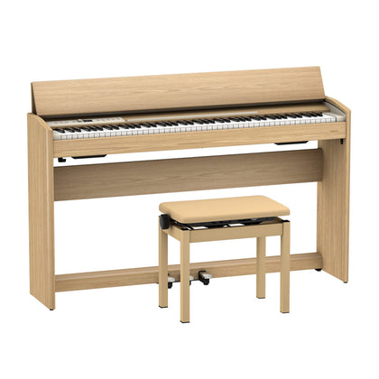 Roland F-701 Digital Upright Piano with Stand and Bench - Light Oak