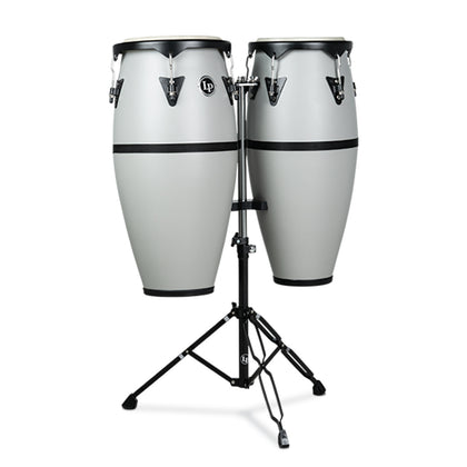 Latin Percussion LP646D-SG Discovery 10 in. and 11 in. Conga Set with Double Conga Stand - Slate Grey