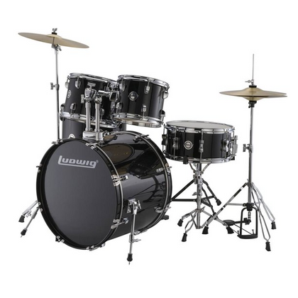 Ludwig Accent 5-Piece Standard Acoustic Drum Set with Hardware and Cymbals - Black Sparkle