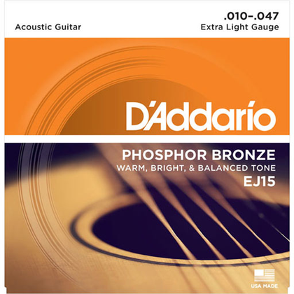 D'Addario EJ15 Phosphor Bronze Acoustic Guitar Strings (Extra Light, 10-47) - Bananas At Large®