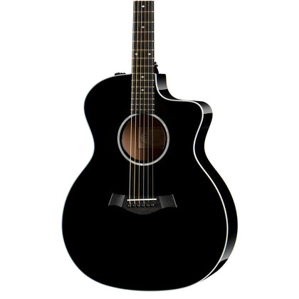 Taylor 214ce BLK DLX Grand Auditorium Acoustic-Electric Guitar w/ES2 - Black - Bananas at Large®