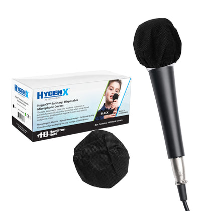 HamiltonBuhl HygenX Sanitary Disposable Microphone Covers, Black - Box of 100