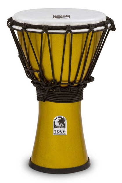 Toca TFCDJ-7MY Freestyle Colorsound 7 in. Djembe - Metallic Yellow - Bananas at Large