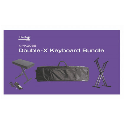 On-Stage KPK2088 Bundle with Double-X Keyboard Stand, Deluxe Bench, 88-Key Bag, and Sustain Pedal