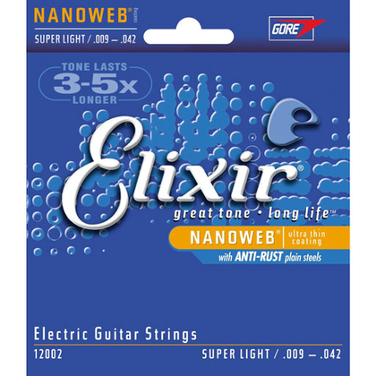 Elixir 12027 Custom Light Nickel Plated Steel Electric Guitar Strings with Nanoweb Coating .009-.046 - Bananas At Large®