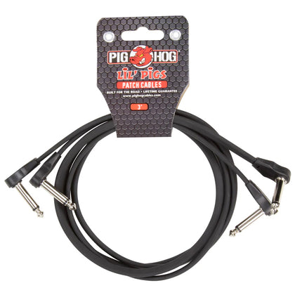 Pig Hog PHLSK3BK Lil Pigs Low Profile 3 ft. Patch Cables - 2 Pack - Black