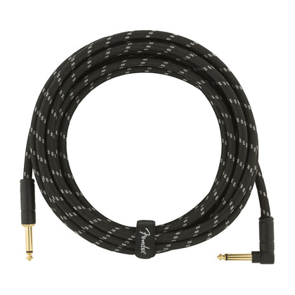 Fender Deluxe Series Straight to Angle Instrument Cable - Black Tweed - 15 ft.