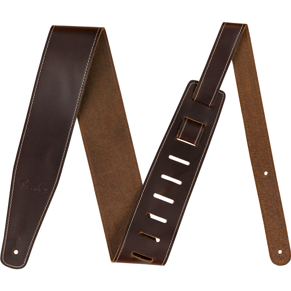 Fender Broken-In Leather 2.5 in. Guitar Strap - Brown  display picture 2