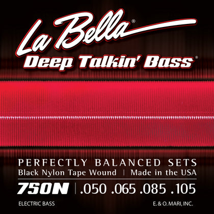 La Bella 750N Black Nylon Tape Light Bass Strings 50-105