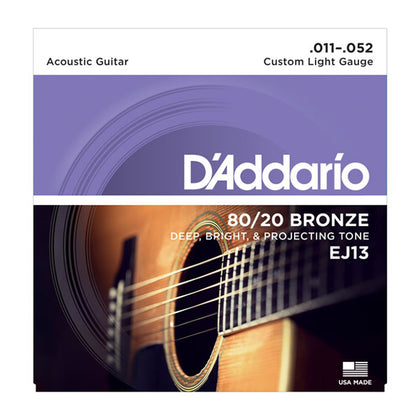 D'Addario EJ13 Acoustic Phosphor Bronze 80/20 Custom Light