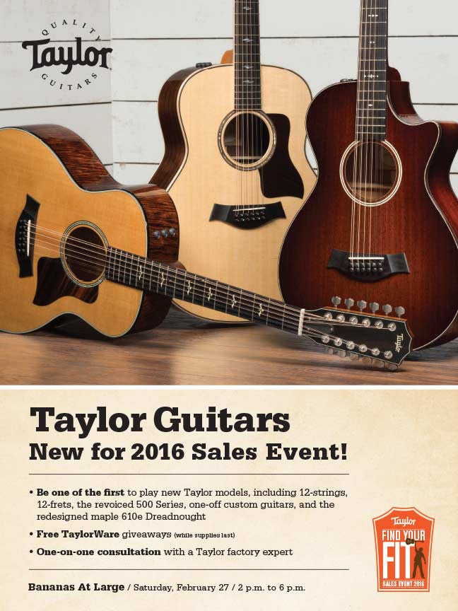 Taylor Guitars New for 2016 Sales Event!