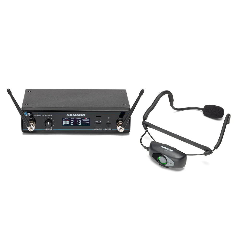 Samson AirLine 99 Wireless Fitness Headset System with Qe Fitness Mic (AH9-Qe/CR99) - K Band
