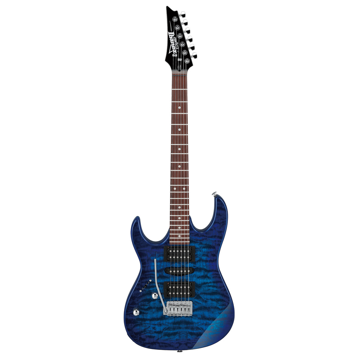 Ibanez GRX70QAL Left-Handed Quilt Top Electric Guitar - Transparent Blue Burst