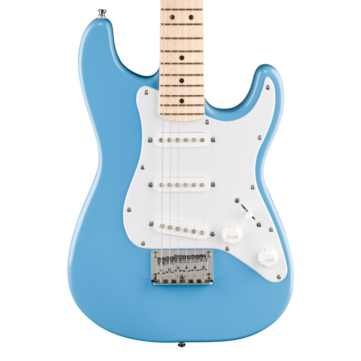 Squier Mini Stratocaster Electric Guitar - Maple Fingerboard - White Pickguard - California Blue