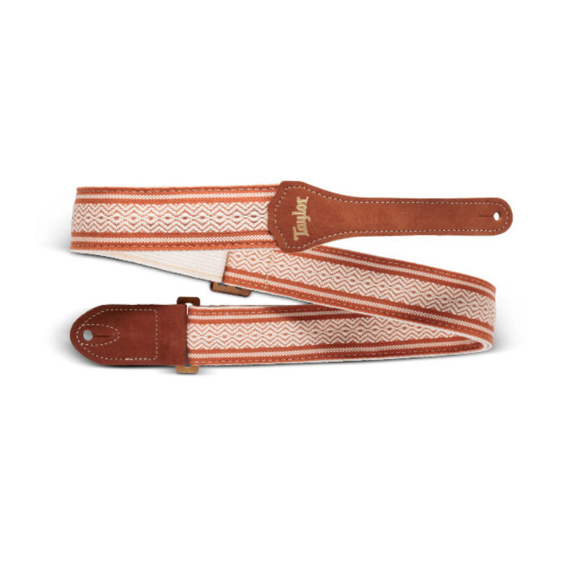 Taylor Academy Strap Jacquard Leather & Cotton Guitar Strap - White/Brown - Bananas at Large®