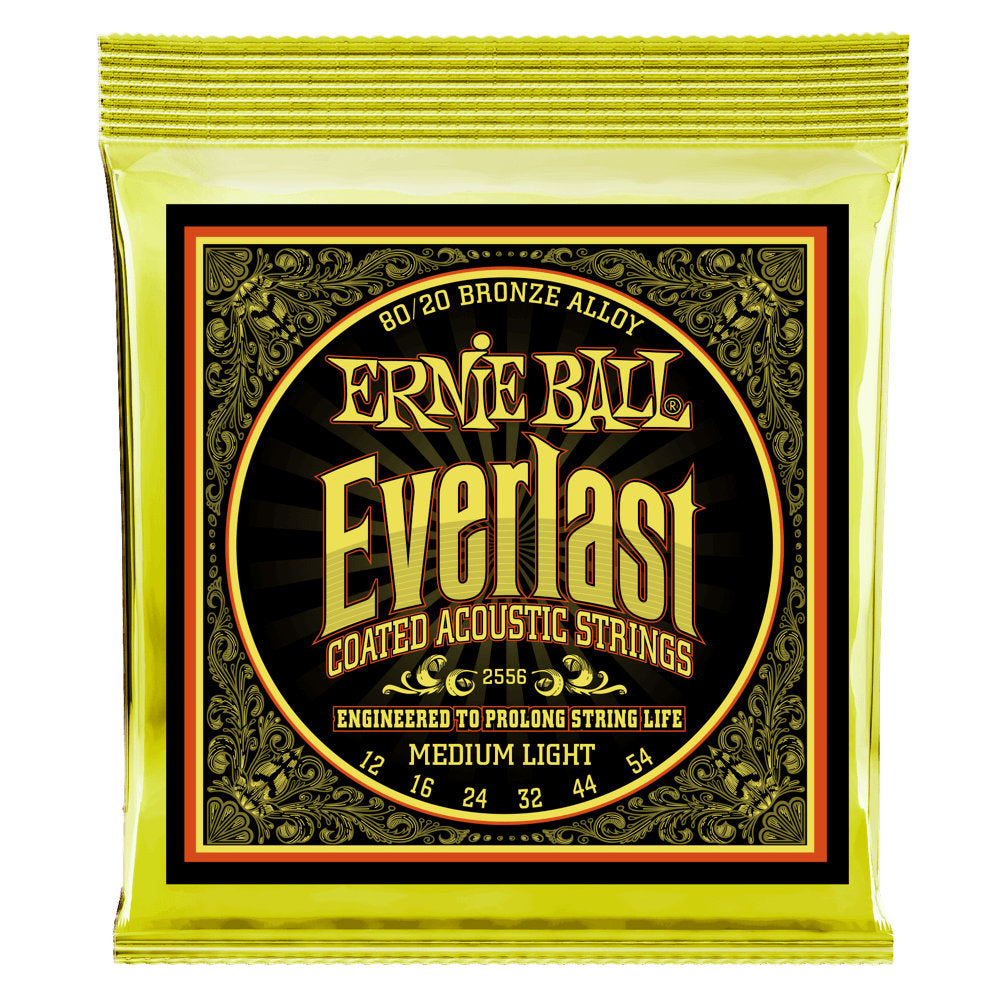 Ernie Ball Medium Light Everlast Coated 80/20 Bronze Acoustic Guitar Strings - 12-54 Gauge - Bananas at Large®