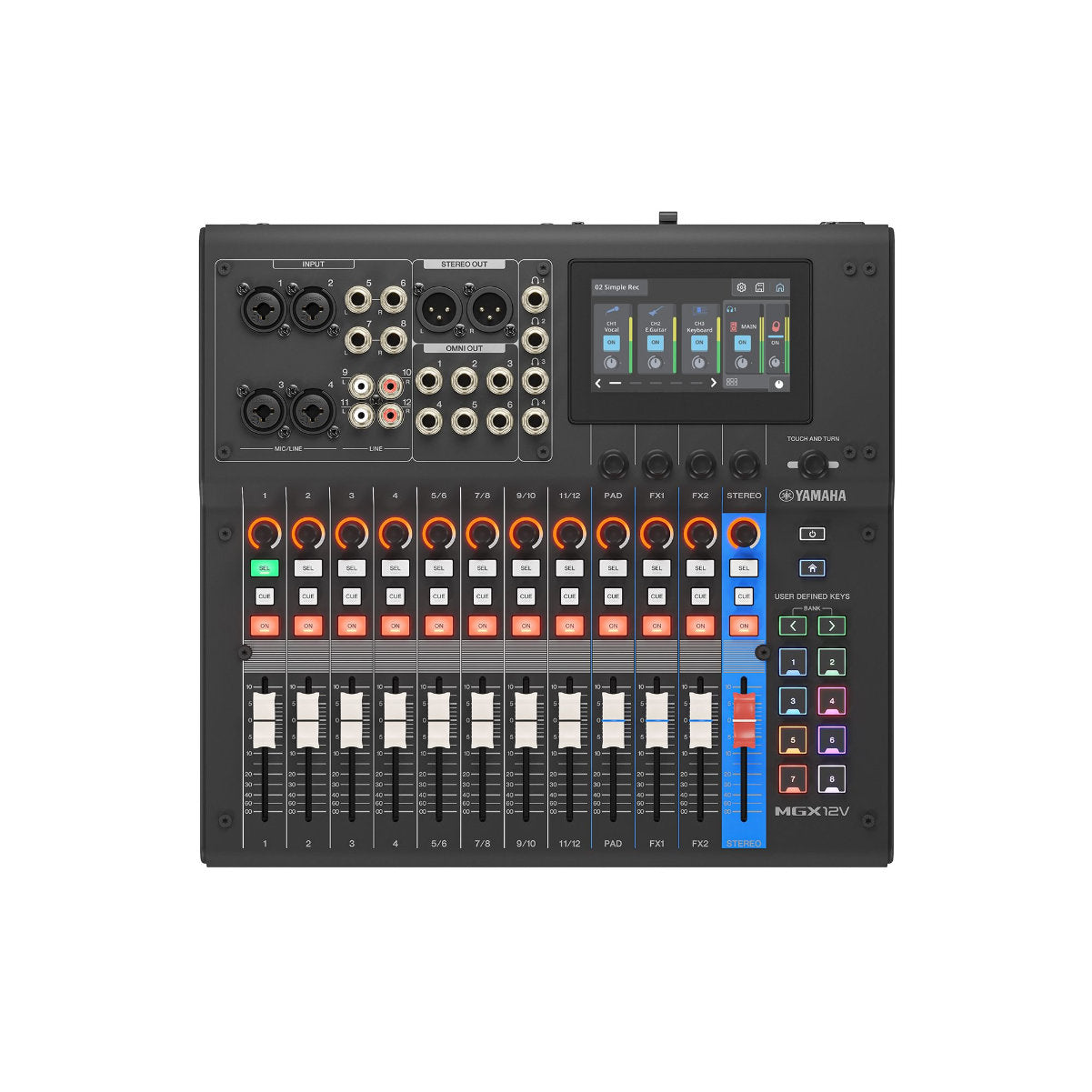 Yamaha MGX12V 18-Channel Digital Mixing Console & Dual USB-C Audio/Video Interface - Black