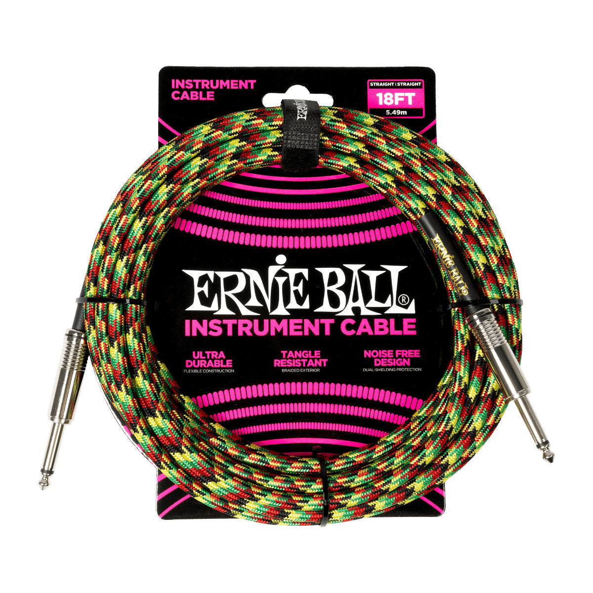 Ernie Ball Braided Instrument Cable - Straight/Straight - 18ft - Good Vibrations