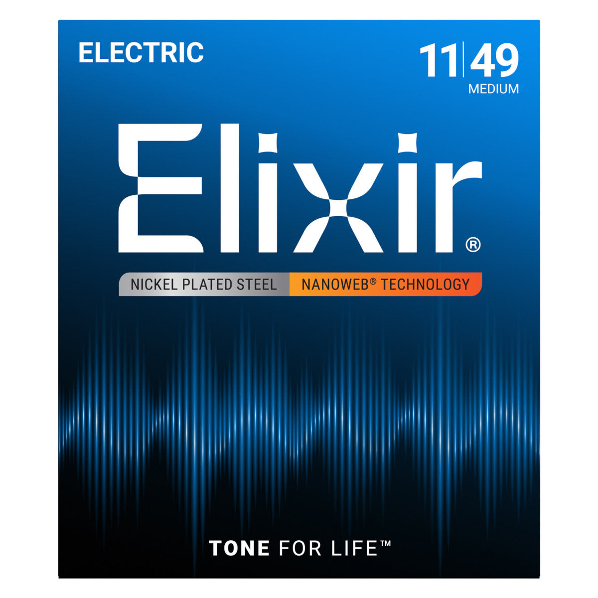 Elixir 12102 Electric Guitar Strings Nickel Plated Steel w/ Nanoweb Coating - Medium 11-49 - Bananas at Large®