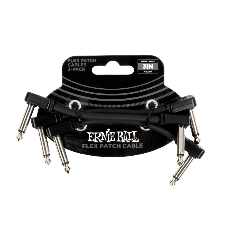 Ernie Ball Flex Patch Cable - 3in - Black - 3 Pack - Bananas at Large®