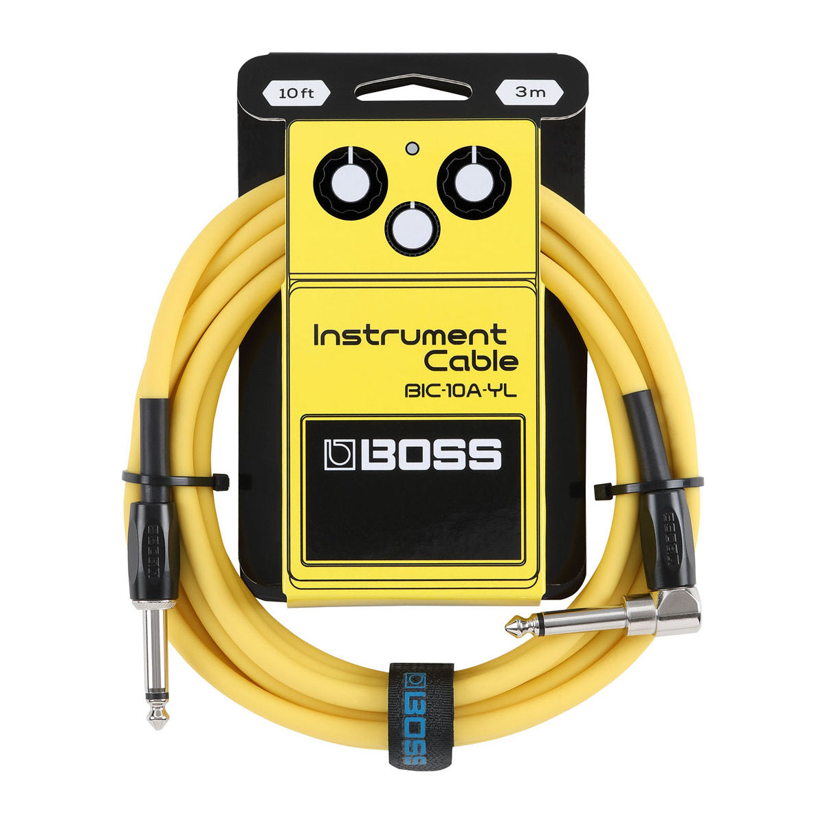 BOSS BIC-10A-YL Instrument Cable - Straight to Angled - Yellow - 10ft - Bananas at Large®