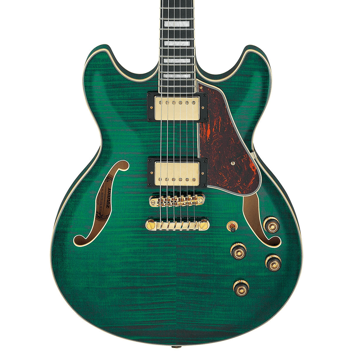 Ibanez AS93FM AS Series Artcore Expressionist Semi-Hollow Electric Guitar - Transparent Moss Green