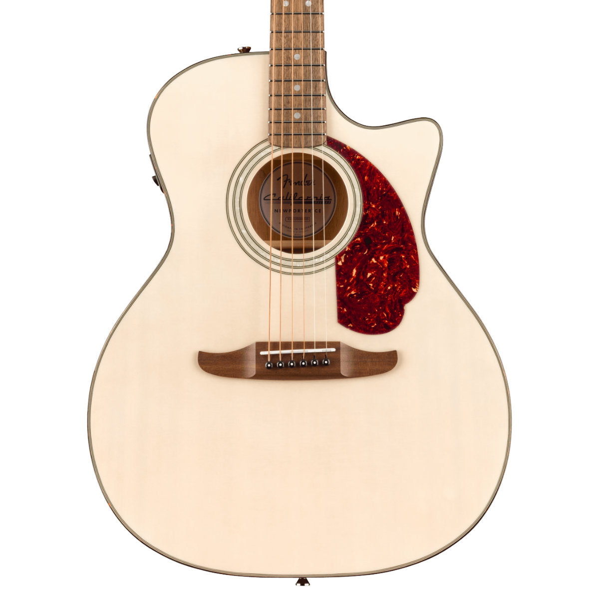 Fender California Deluxe Newporter CE Acoustic-Electric Guitar - Tortoiseshell Pickguard - White Blonde