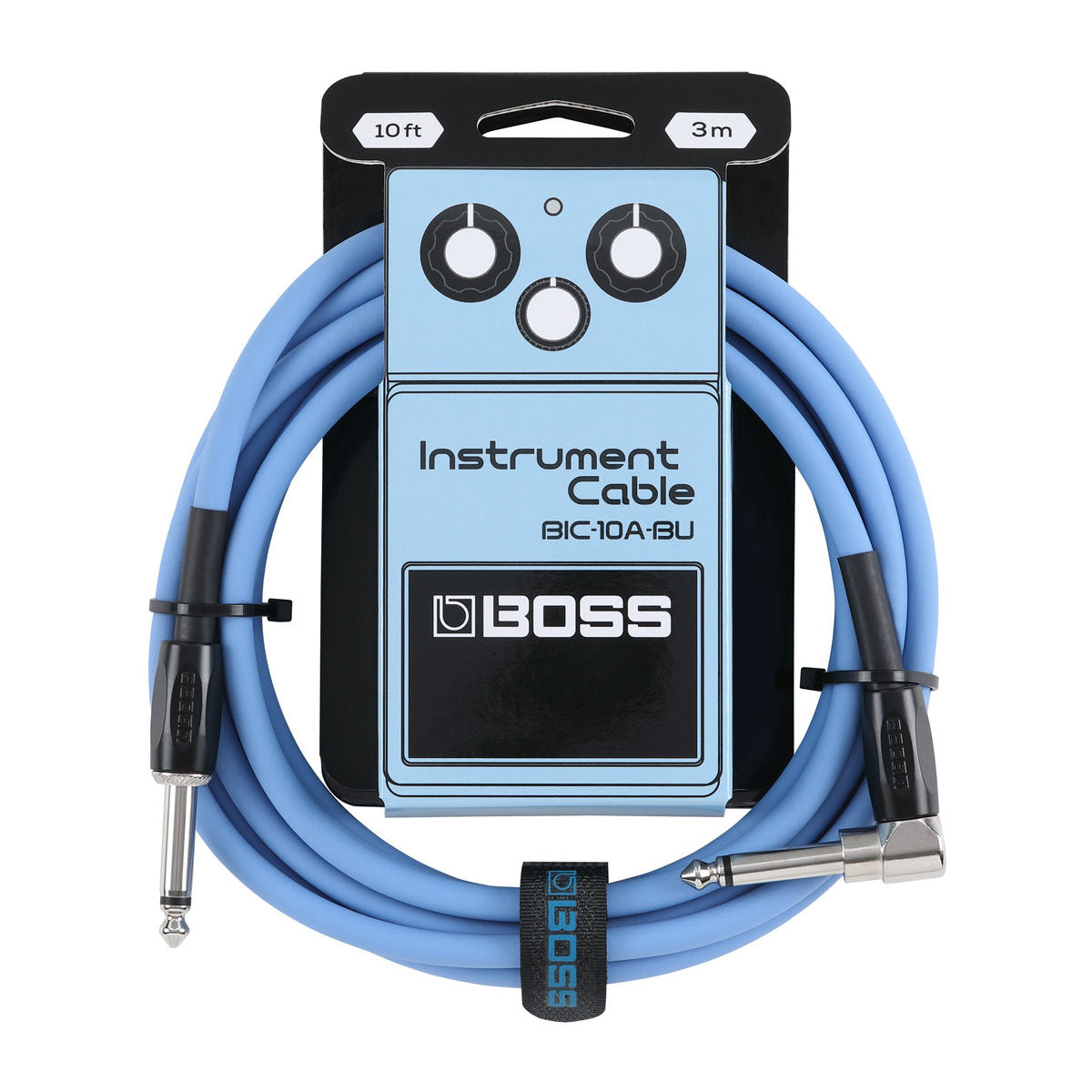 BOSS BIC-10A-BU Instrument Cable - Straight to Angled - Blue - 10ft - Bananas at Large®