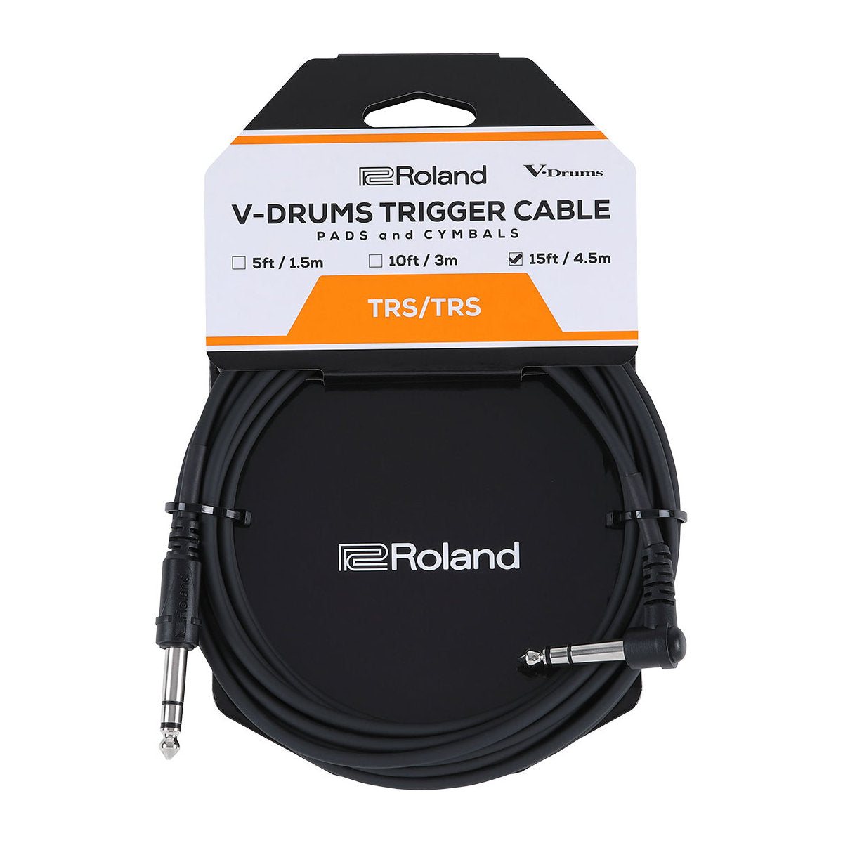 Roland PCS-15-TRA V-Drums Trigger Cable - Straight to Angled - 15ft