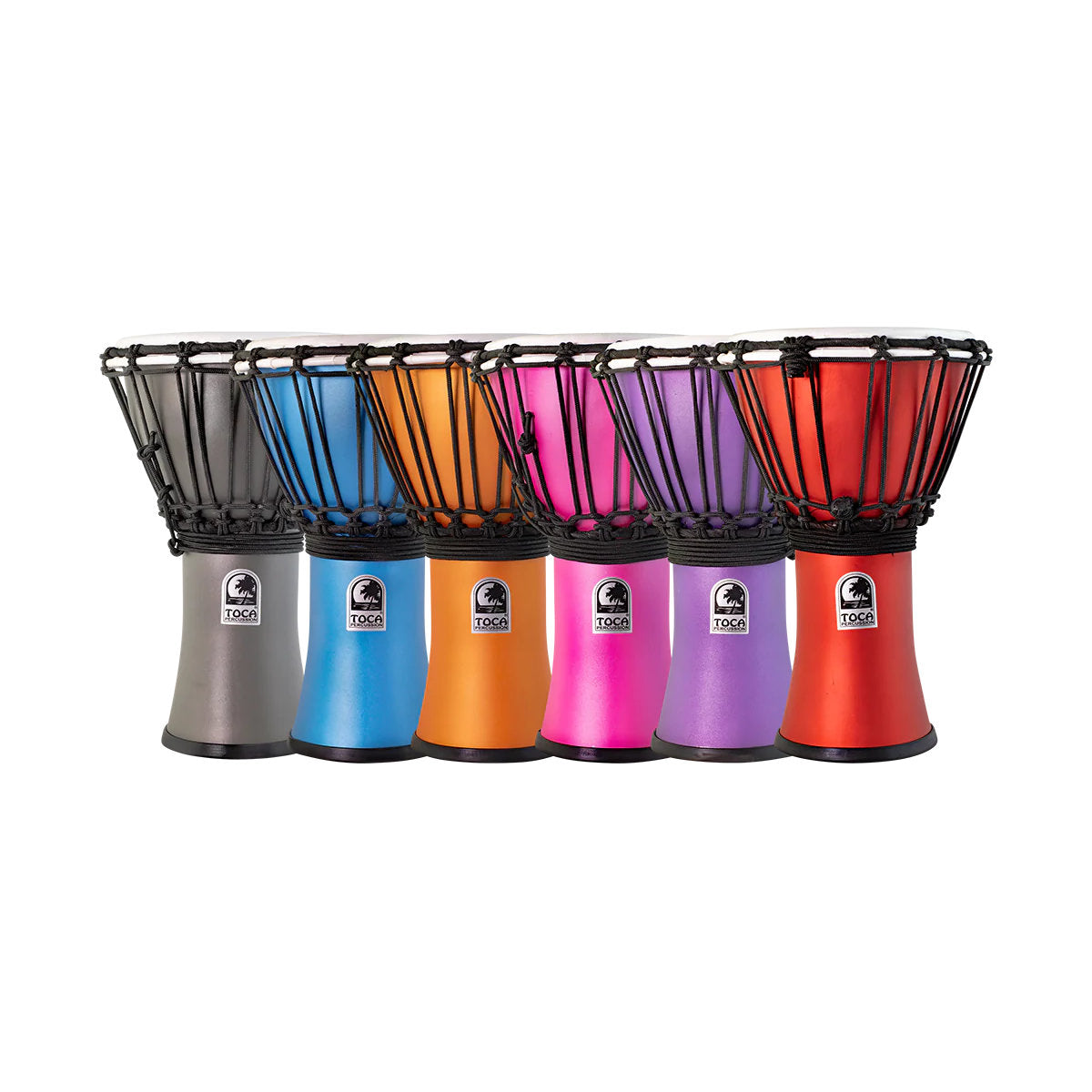 Toca Freestyle Colorsound 7in Djembes - Matte Series - Set of 6