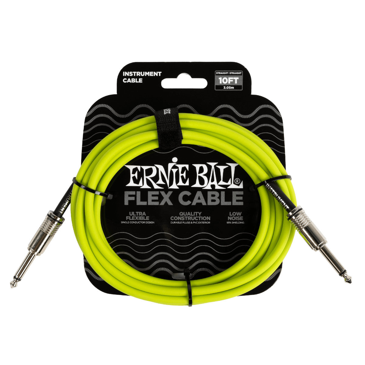 Ernie Ball Flex Instrument Cable - Straight/Straight - Green - 10 ft. - Bananas at Large®