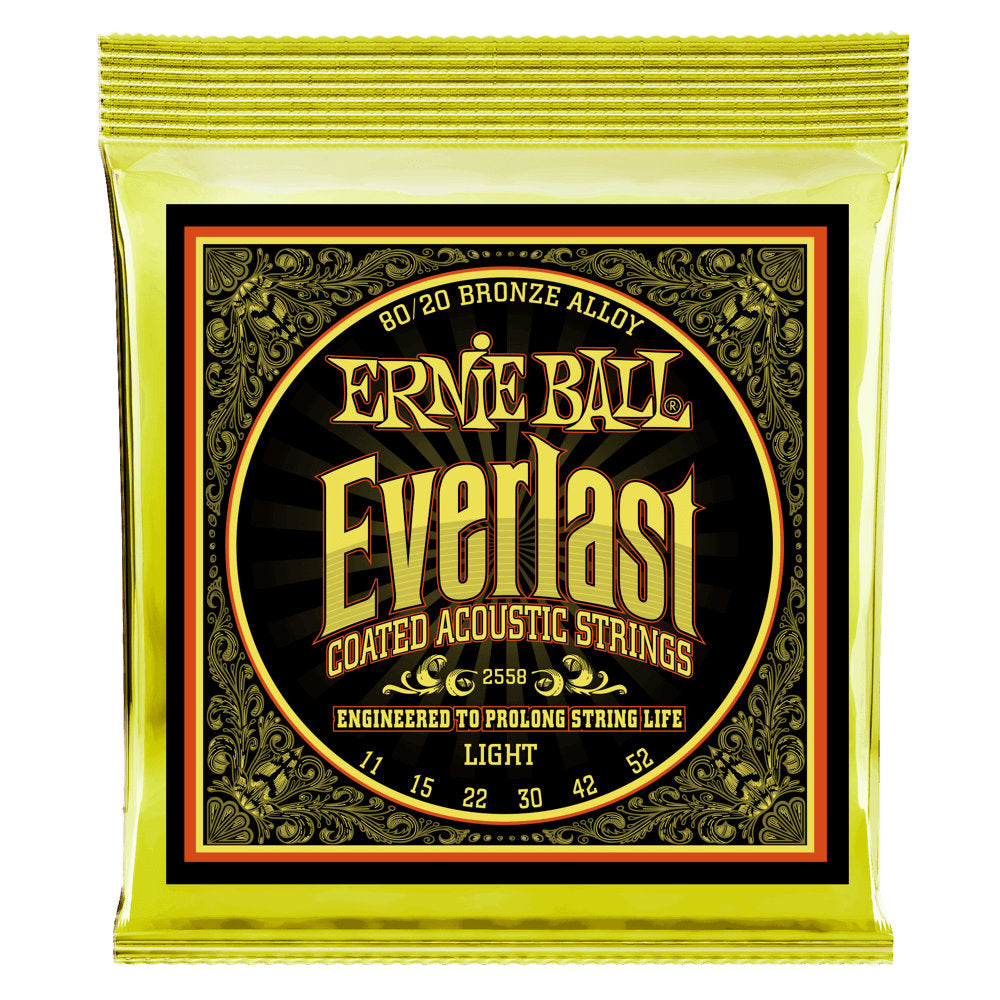 Ernie Ball Light Everlast Coated 80/20 Bronze Acoustic Guitar Strings - 11-52 Gauge - Bananas at Large®