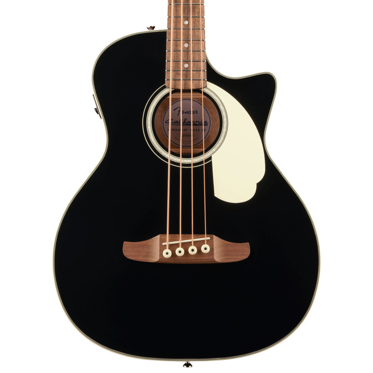 Fender California Deluxe Kingman Bass CE Acoustic-Electric Bass - Ivory Pickguard - Black