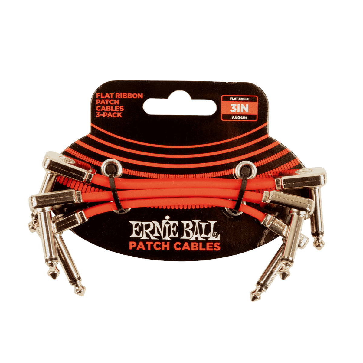 Ernie Ball Flat Ribbon Patch Cable - Red - 3 in. - 3 Pack - Bananas at Large®