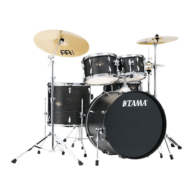 Tama Imperialstar Drum Kit - Black Oak Wrap Finish w/ Black Nickel Shell Hardware