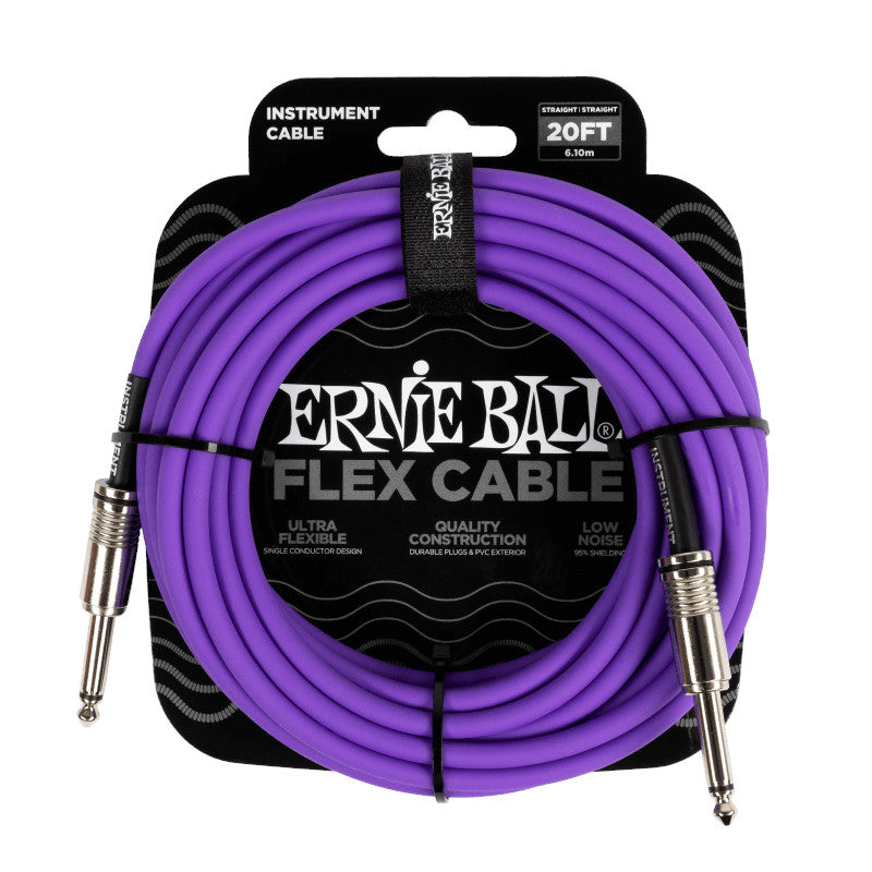 Ernie Ball Flex Instrument Cable - Straight/Straight - Purple - 20 ft. - Bananas at Large®