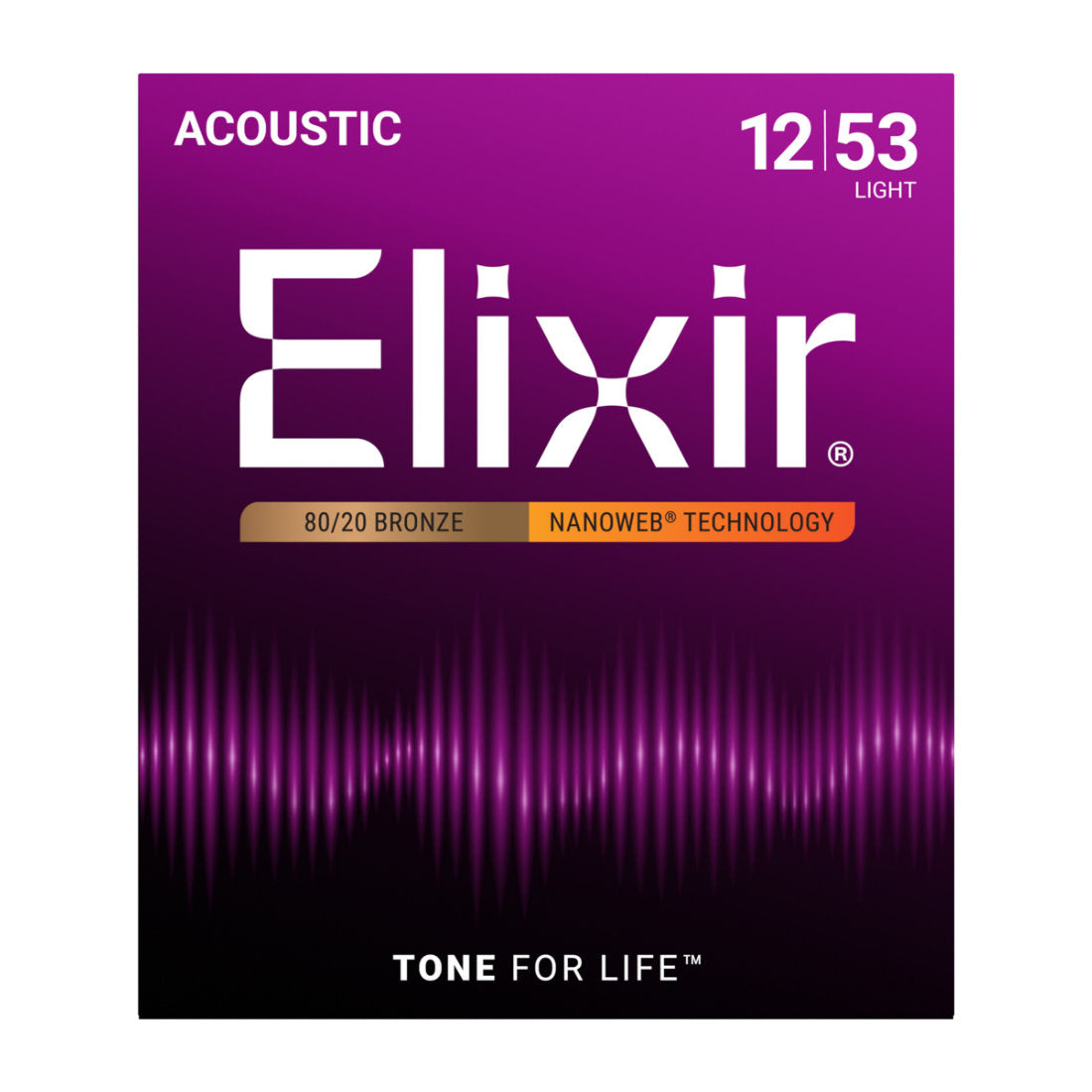 Elixir 11052 80/20 Bronze Acoustic Guitar Strings w/ Nanoweb Coating - Light 12-53 - Bananas at Large®