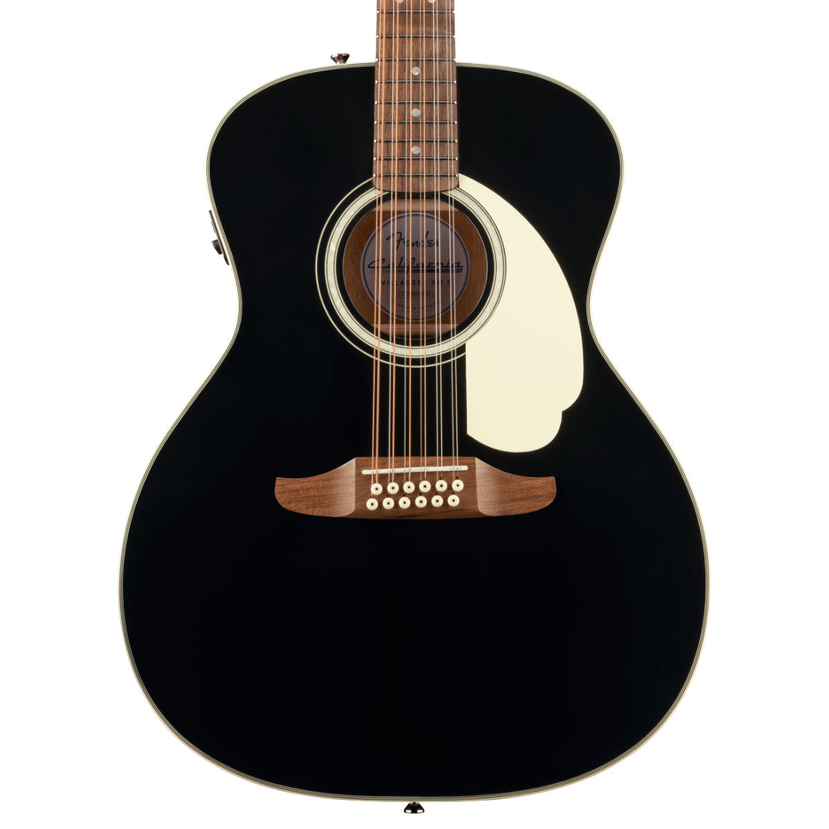 Fender California Deluxe Villager E 12-String Acoustic-Electric Guitar - Ivory Pickguard - Black