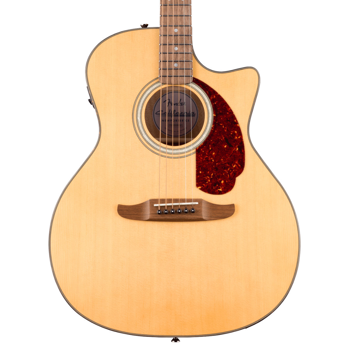 Fender California Deluxe Newporter CE Acoustic-Electric Guitar - Tortoiseshell Pickguard - Natural