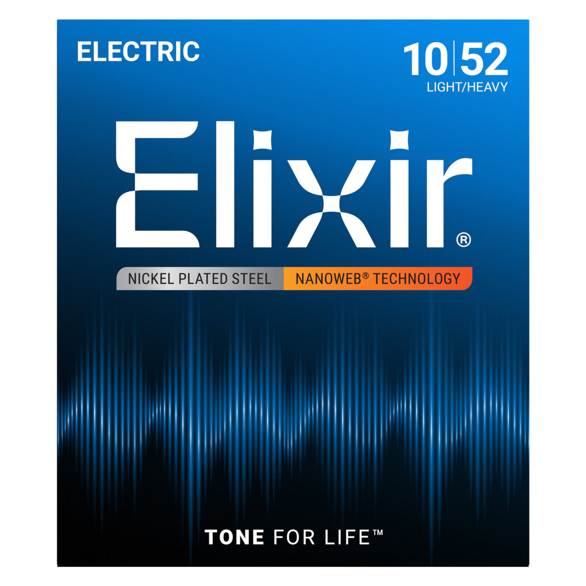 Elixir 12077 Electric Guitar Strings Nickel Plated Steel w/ Nanoweb Coating - Light-Heavy 10-52