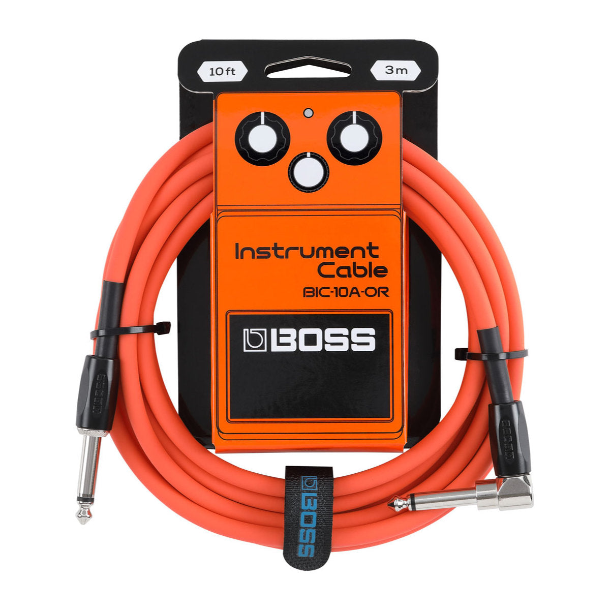 BOSS BIC-10A-OR Instrument Cable - Straight to Angled - Orange - 10ft - Bananas at Large®