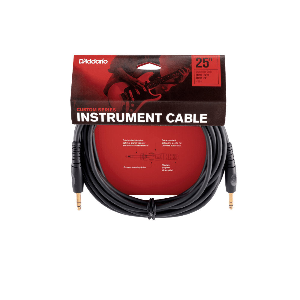 D'Addario Custom Series Stereo Instrument Cable - Straight to Straight - 25ft