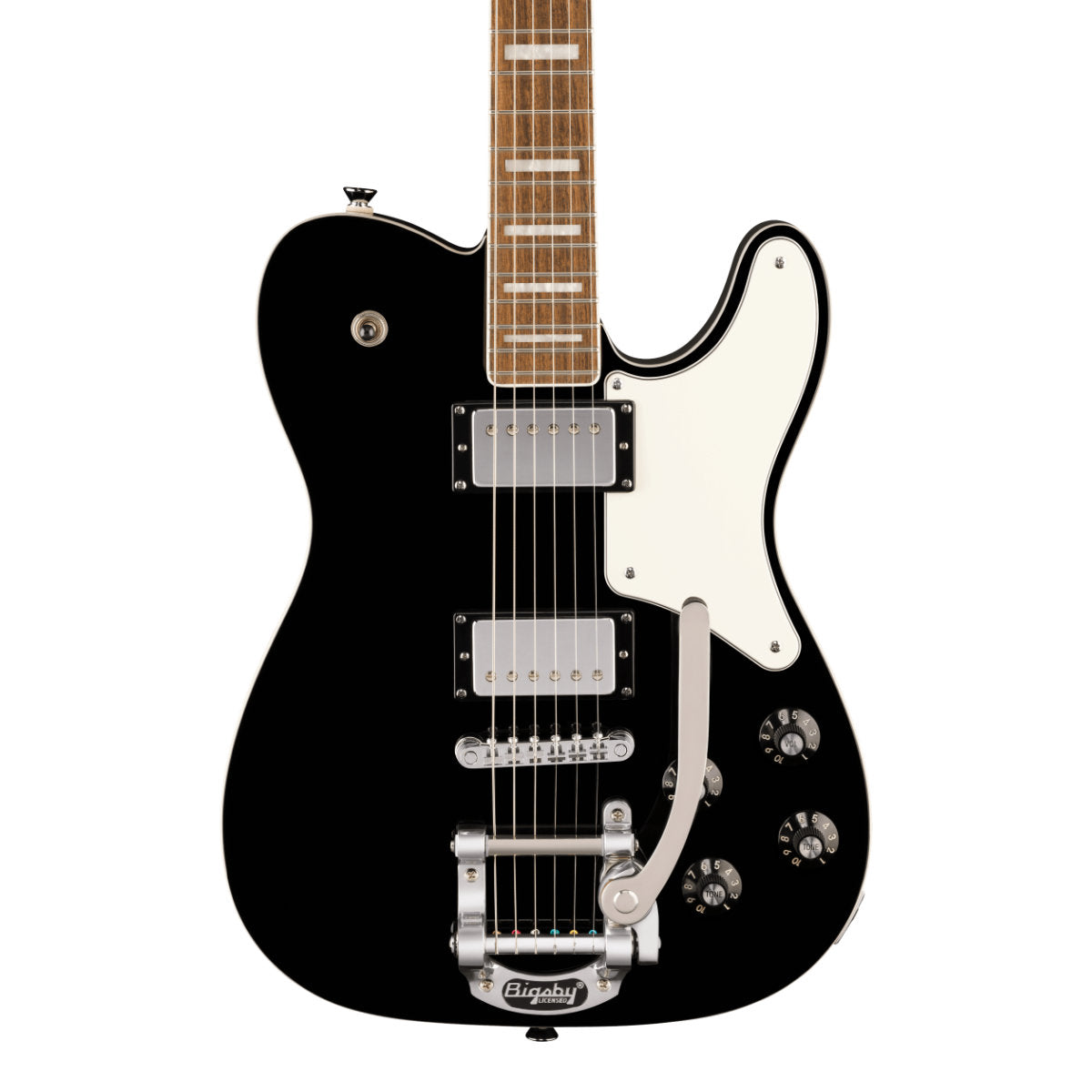 Squier Paranormal Troublemaker Telecaster Deluxe Bigsby Electric Guitar - Laurel Fingerboard - Parchment Pickguard - Black