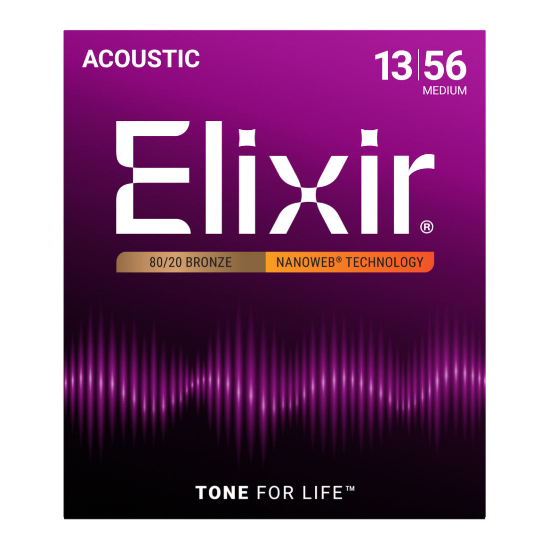 Elixir 11102 Acoustic Guitar Strings 80/20 Bronze w/ Nanoweb Coating Strings - Medium 13-56 - Bananas at Large®