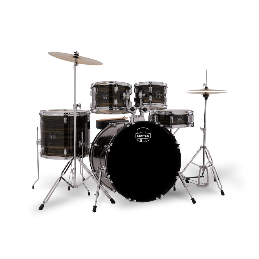 Mapex Comet 5 Piece Complete Drum Set - 22in BD - Ebony Yellow Grain - Bananas at Large®